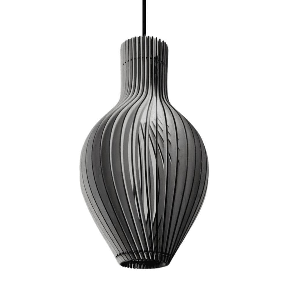 Luminária Teto Tipo Pendente Em Mdf Malvinas Completa - Preta