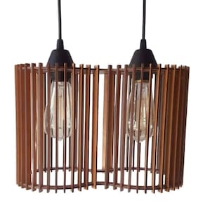 Luminária Pendente América Modelo Ripado MDF Cru