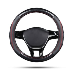 Tampa de volante de carro Ergocar Sport Carbon Fiber preto-vermelho
