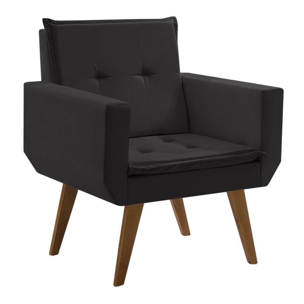 Poltrona Decorativa Taurus 1 Lugar Base Palito Tecido Preto