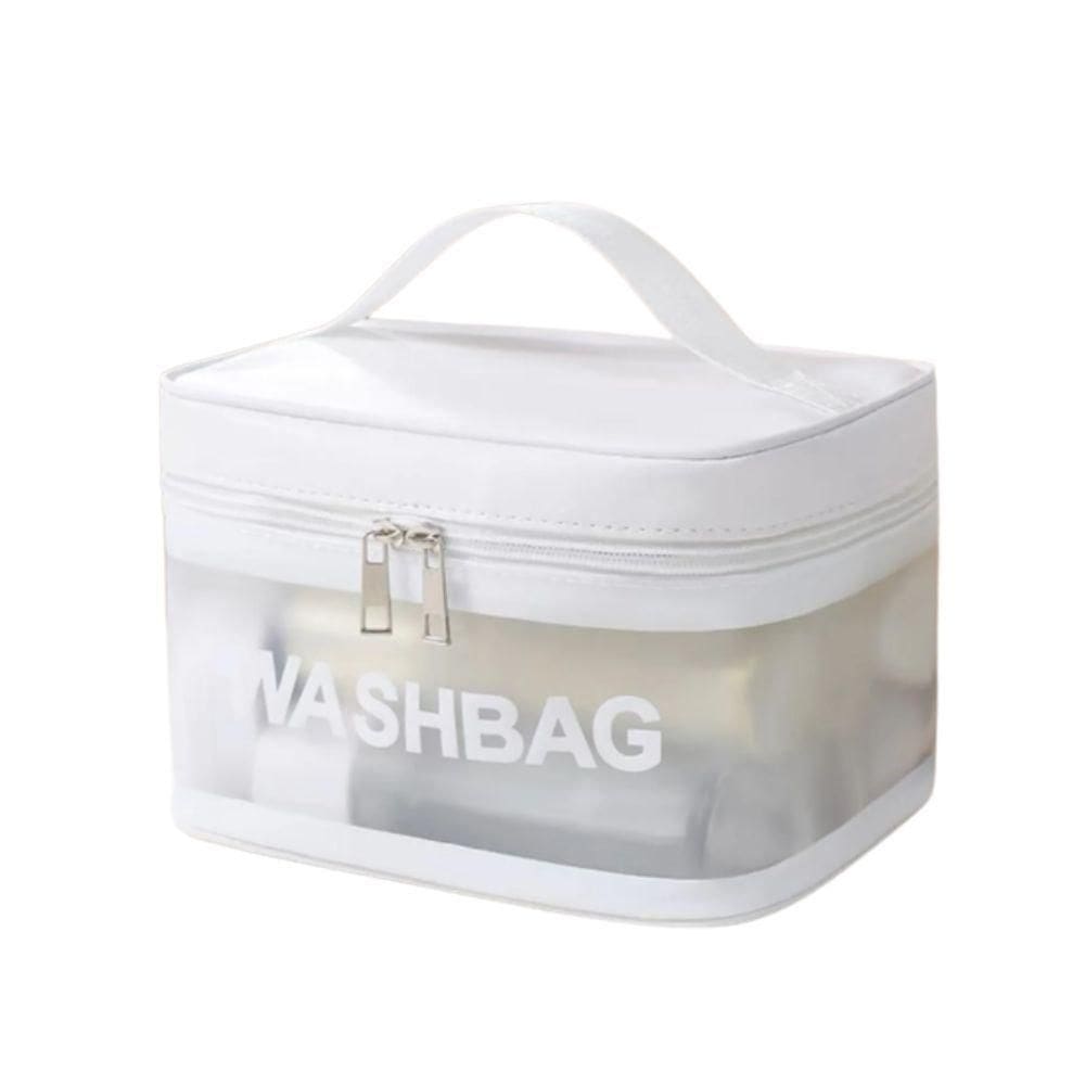 Necessaire Bolsa Portátil Transparente Impermeável Para Viagem Cosméticos Multifuncional branco unissex