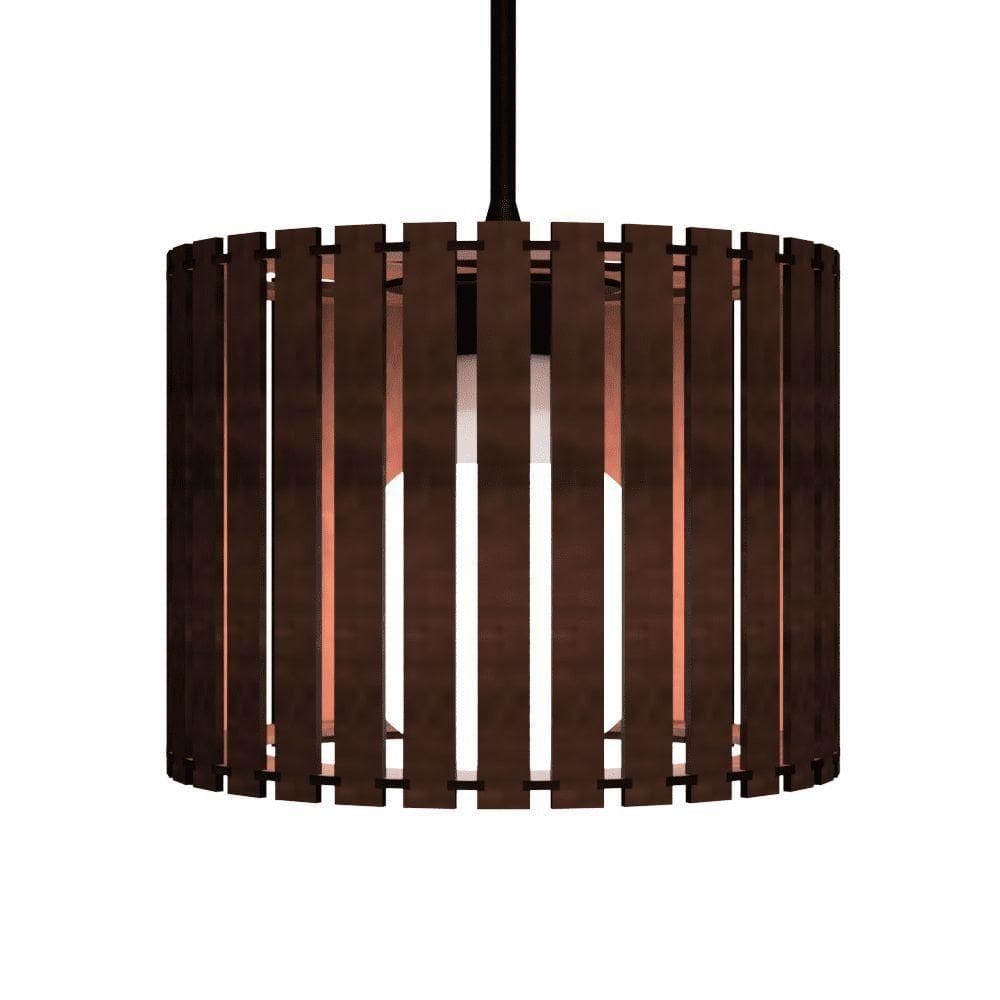 Luminária Pendente Tóquio Modelo Ripado - Marrom