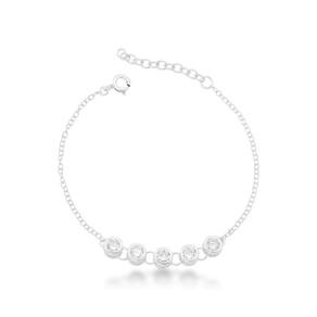 Pulseira Feminina Delicada Em Prata 925 Com Zircônias Brancas