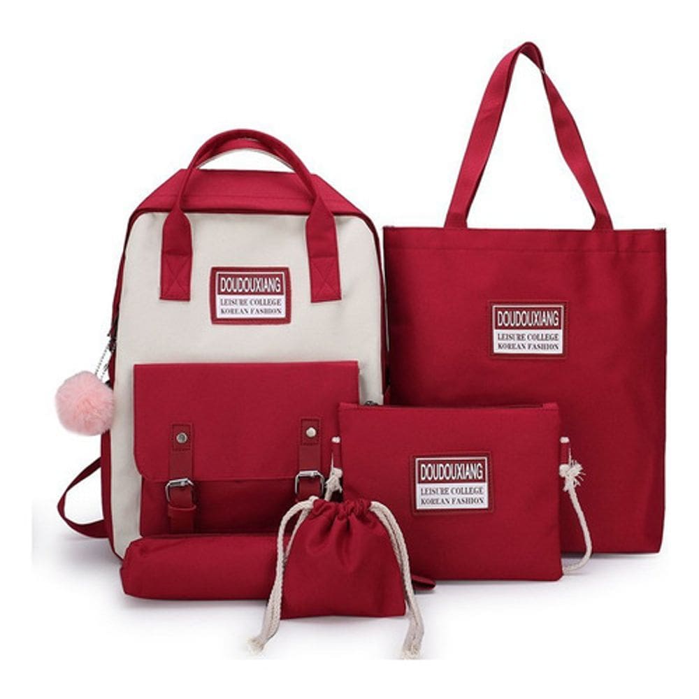 Estojo de lápis para estudantes, mochilas escolares de lona, conjunto de 5