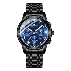 Relógio Glow-in-the-Dark Calendar Business Steel Strap Men
