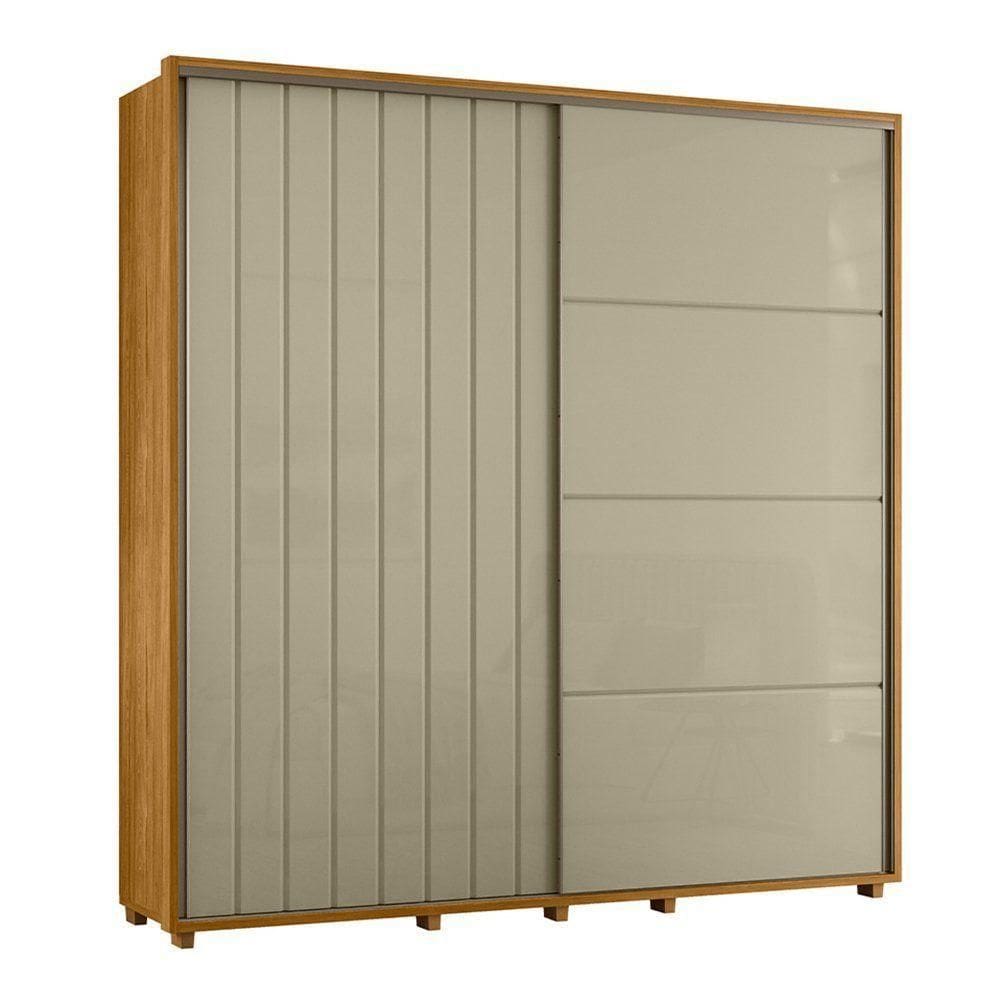 Guarda-roupa Casal Monet Ripado 2 Portas De Correr 4 Gavetas - 7 Decor Cumaru E Opala