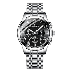 Relógio Glow-in-the-Dark Calendar Business Steel Strap Men