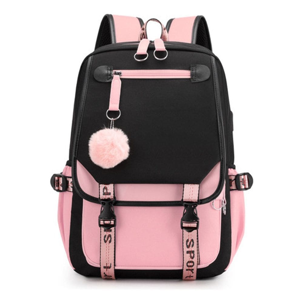 Mochila fofa coreana Youth Fashion USB com porta USB
