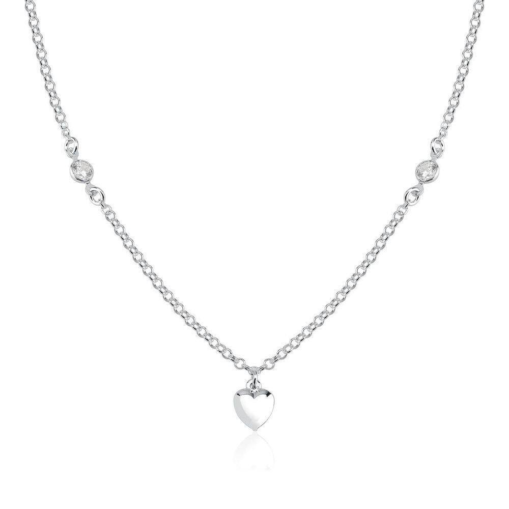 Colar Choker Coração Liso- Zirconias Prata 925