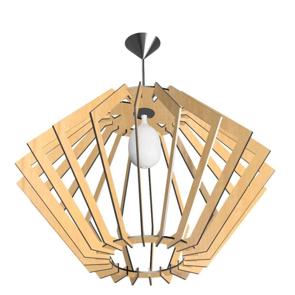 Luminária Teto Tipo Pendente Pegasus Mdf Completa - MDF Cru