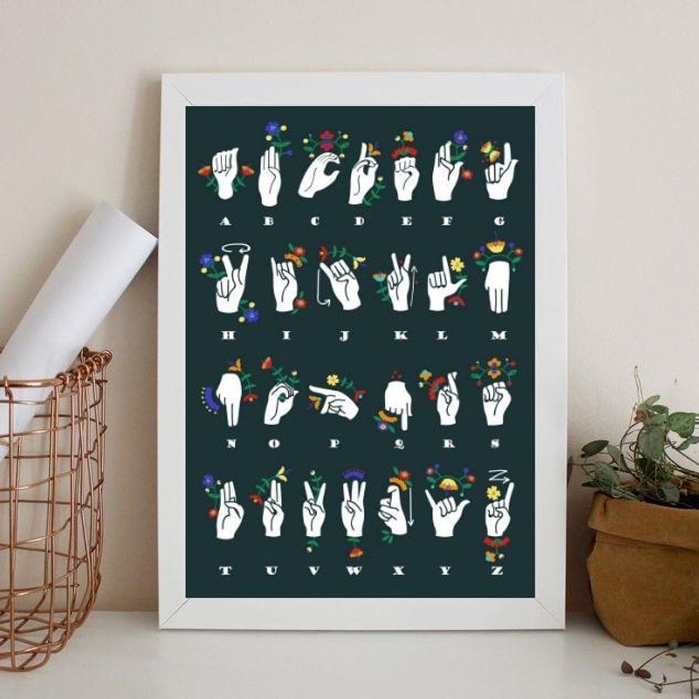 Quadro Alfabeto Manual - Libras 24X18Cm - Com Vidro