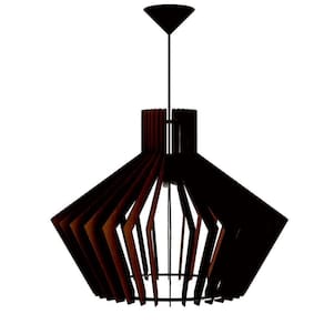 Luminária Teto Tipo Pendente Cristal Mdf Completa - Preta