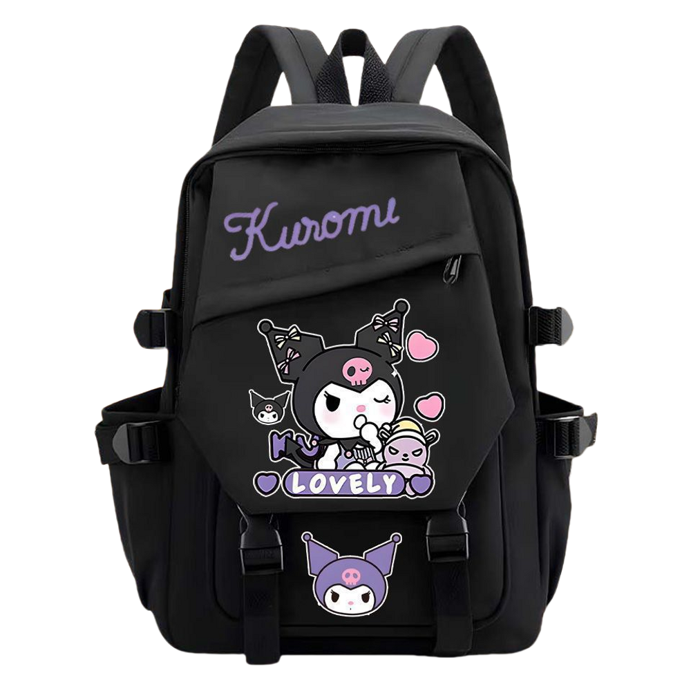 Mochila beibao3 Kuromi Smile College Style PU em couro PU