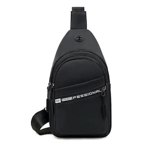 Mochila Bolsa Tiracolo Transversal Pochete De Peito Cross Body Impermeável Com Saída Para Fone De Ouvido preto