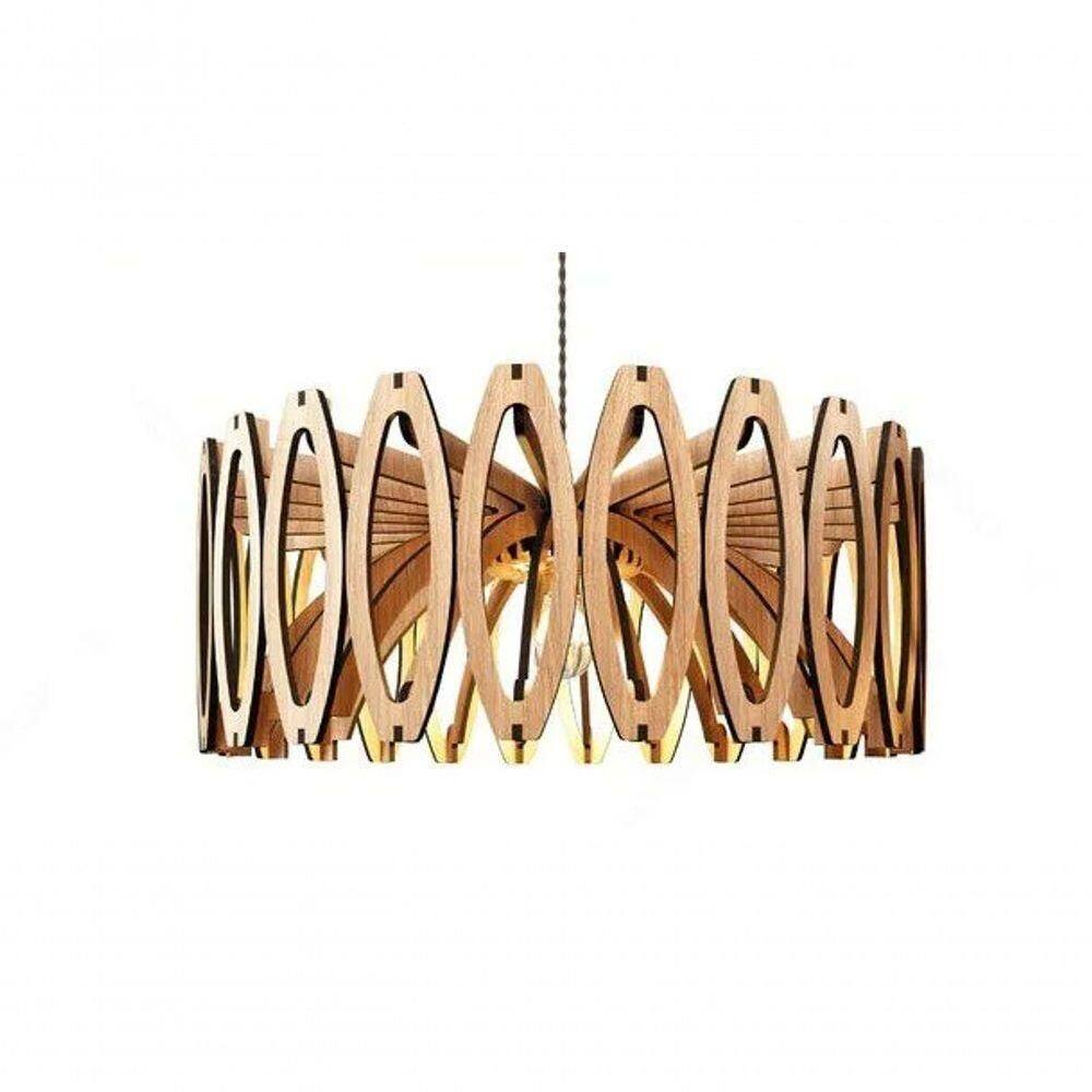 Luminária Teto Tipo Pendente Jade Mdf - Completa - Bola Mdf Cru