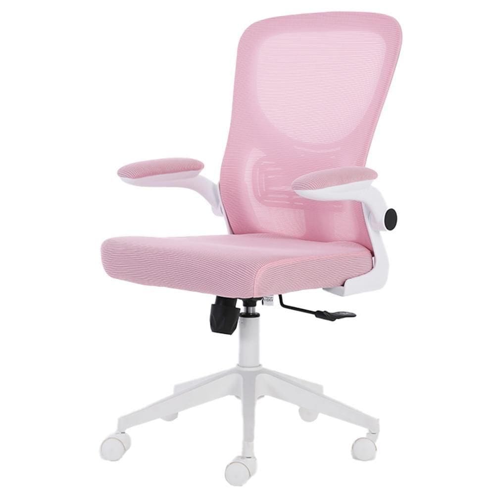 Cadeira Escritório Giratória Diretor Anm207d Anima Tela Em Poliéster Rosa Base Rodízio Nylon Branco