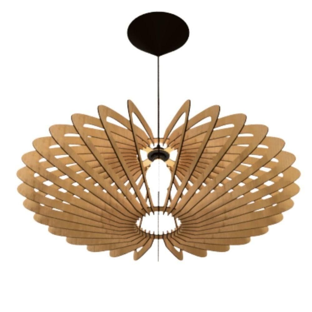 Luminária Teto Tipo Pendente Em Mdf Mercúrio Completa - Mdf Cru