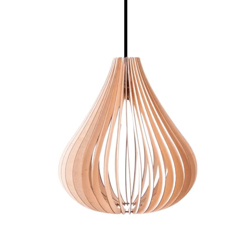 Luminária Teto Tipo Pendente Em Mdf Mesquita Completa - MDF Cru