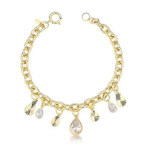 Pulseira Feminina Banhada Em Ouro 18k Com Detalhes De Cristal - Acessório Premium