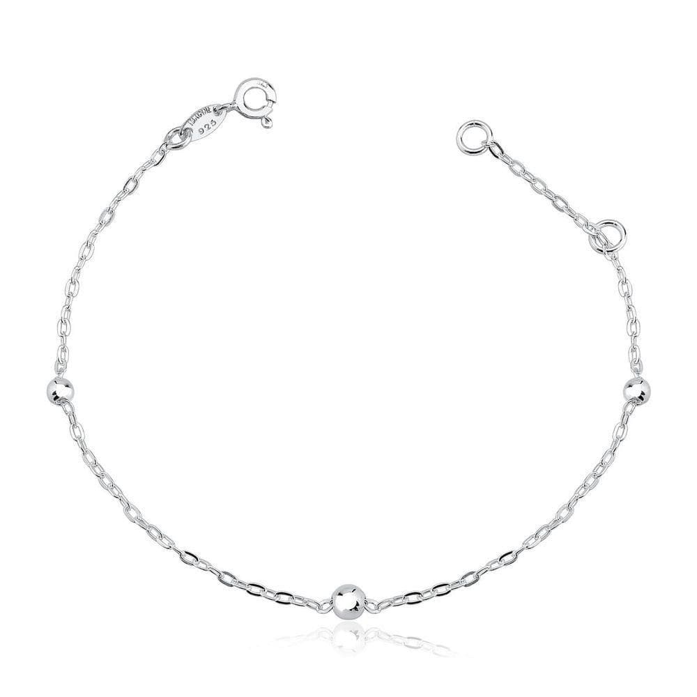 Pulseira Bolas 3mm 4mm Prata 925