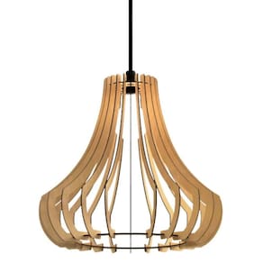 Luminária Teto Tipo Pendente Gancho Mdf Completa - MDF Cru