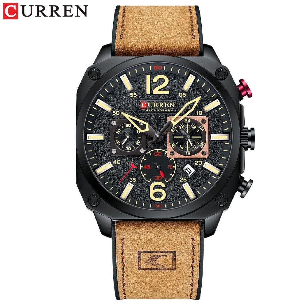 Relógio Masculino Curren 8398 Technos Preto E Marrom