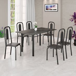 Conjunto Sala de Jantar com 6 Cadeiras Lívia Preto