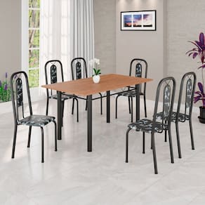 Conjunto para Sala de Jantar com 6 Cadeiras Lívia Preto