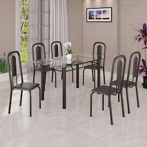 Conjunto para Sala de Jantar com 6 Cadeiras Lívia Preto