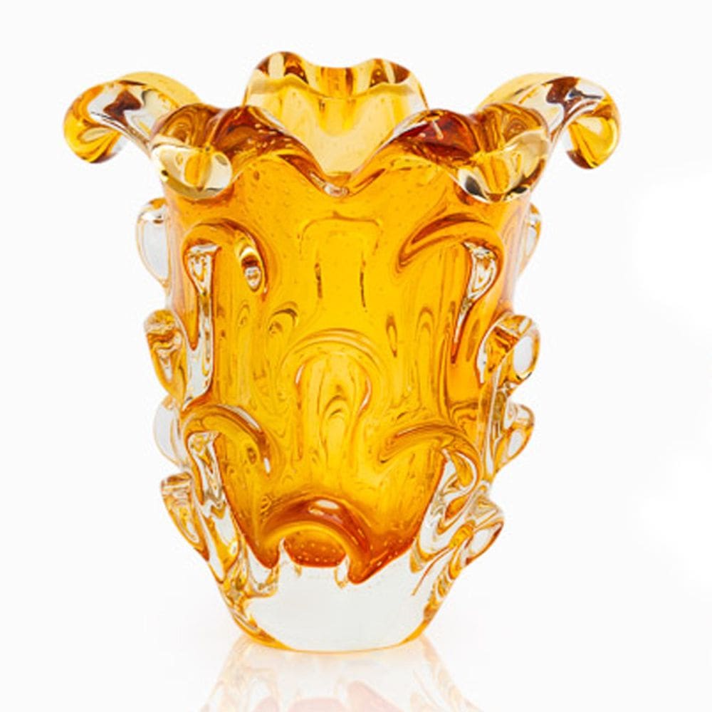 Vaso Em Cristal Murano Âmbar  São Marcos