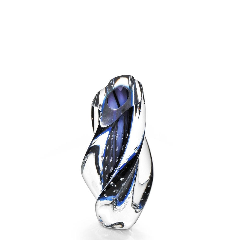 Vaso Em Cristal Murano Azul São Marcos 28x12x10,5cm