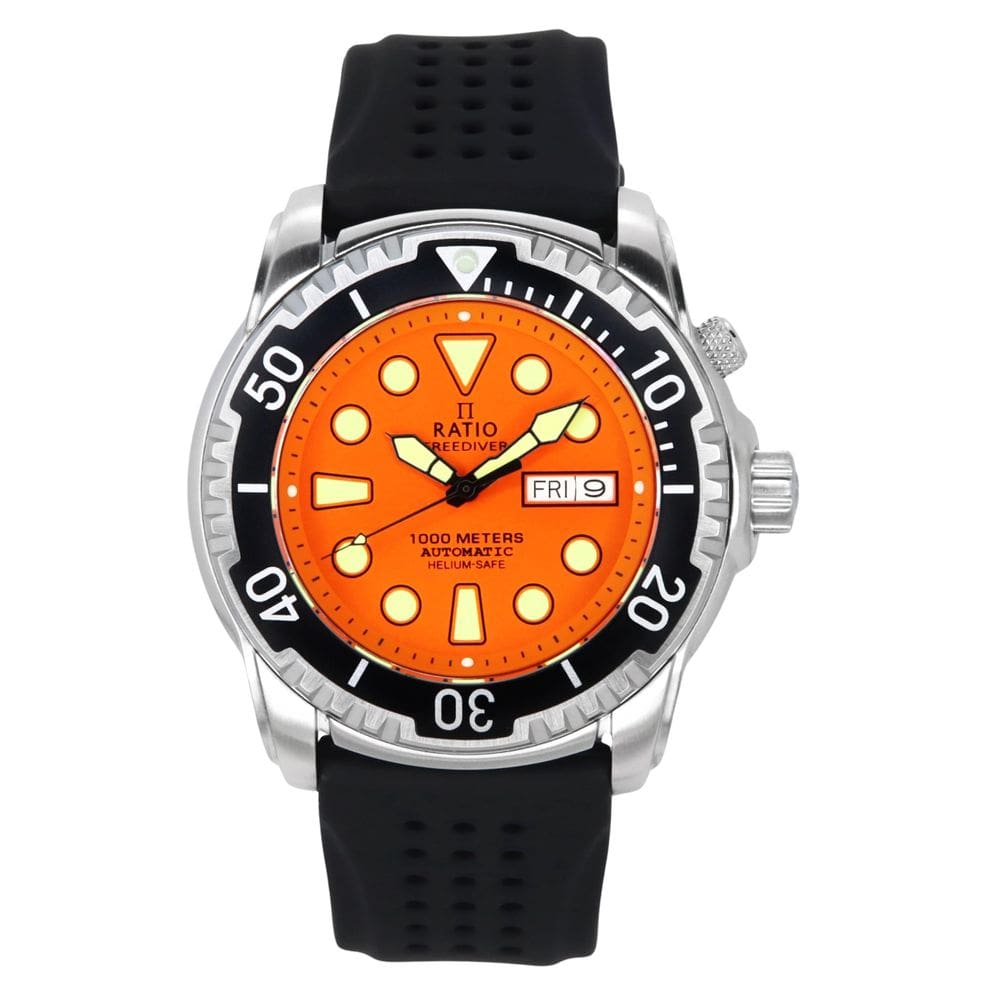 Relógio de mergulho RATIO FreeDiver Helium-Safe 1000M para homens laranja