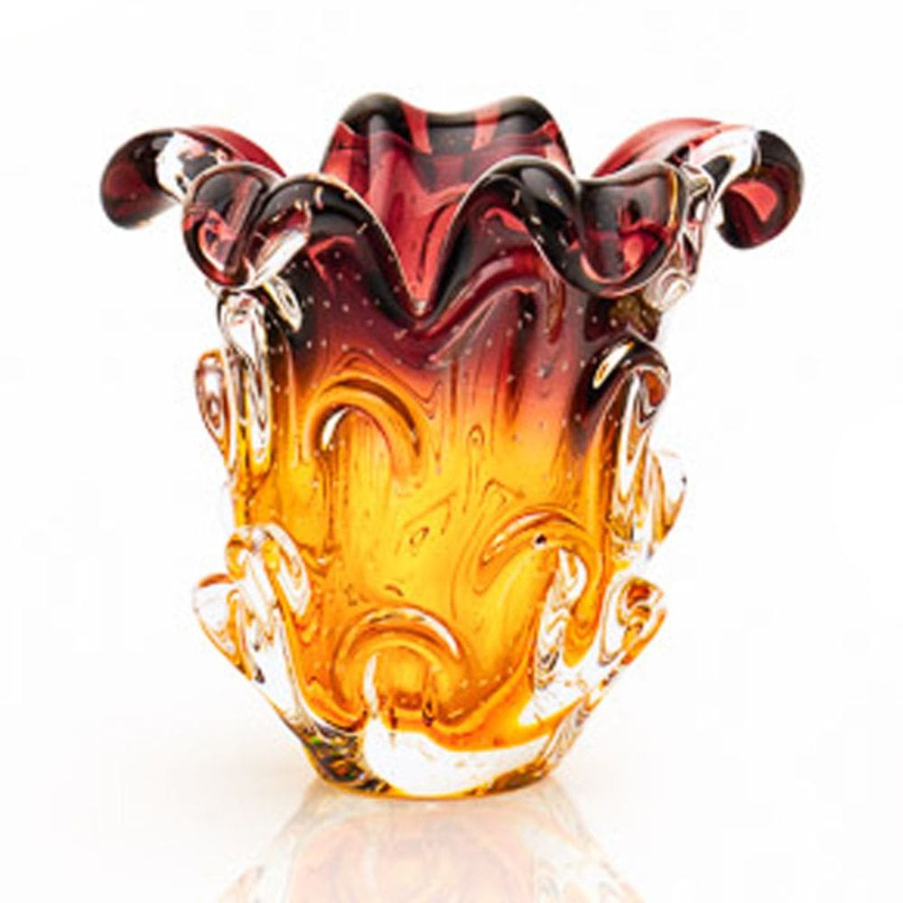 Vaso Em Cristal Murano Lilás E Âmbar São Marcos