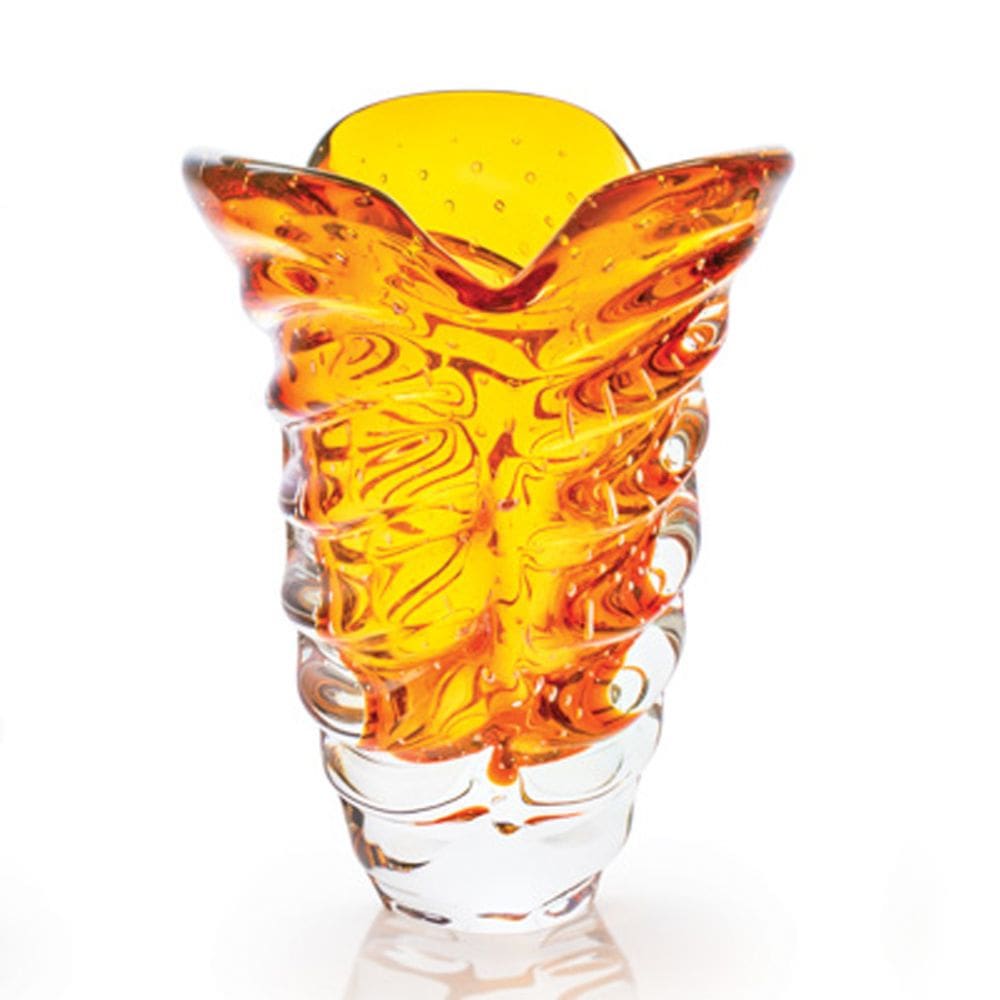 Vaso Em Cristal Murano Âmbar  São Marcos