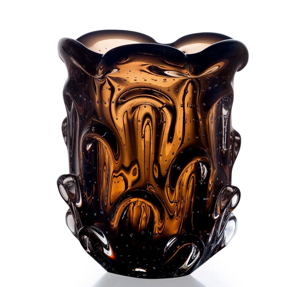 Vaso Em Cristal Murano Marron  São Marcos
