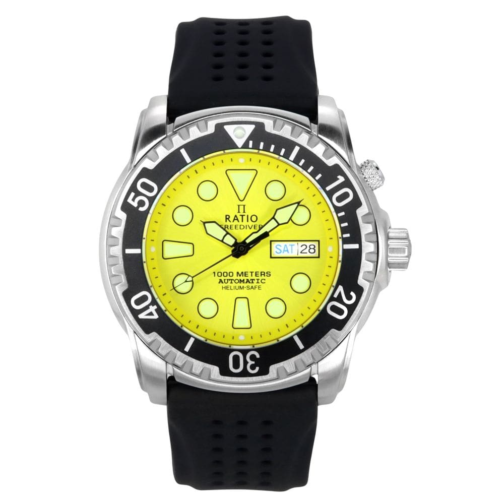 Relógio de mergulho RATIO FreeDiver Helium-Safe 1000M para homens amarelo