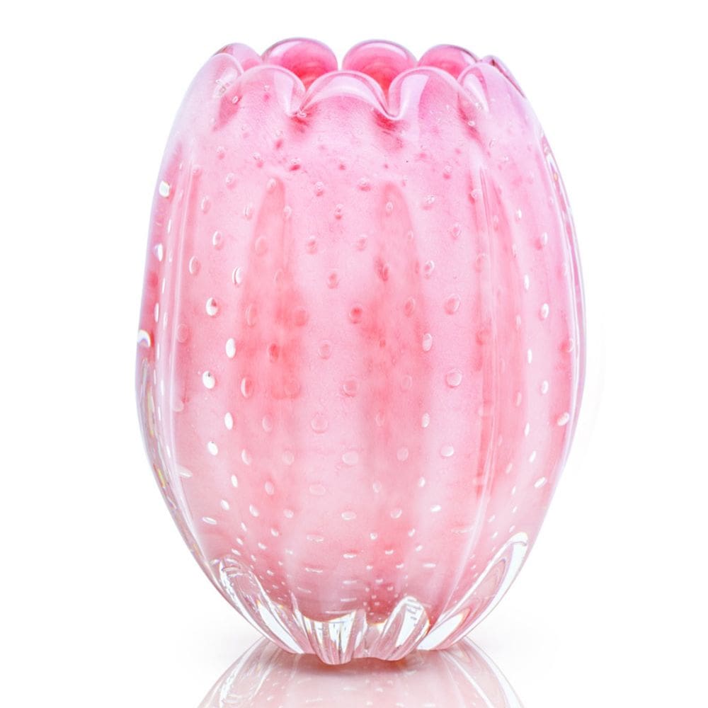 Vaso Em Cristal Murano Rosa  São Marcos