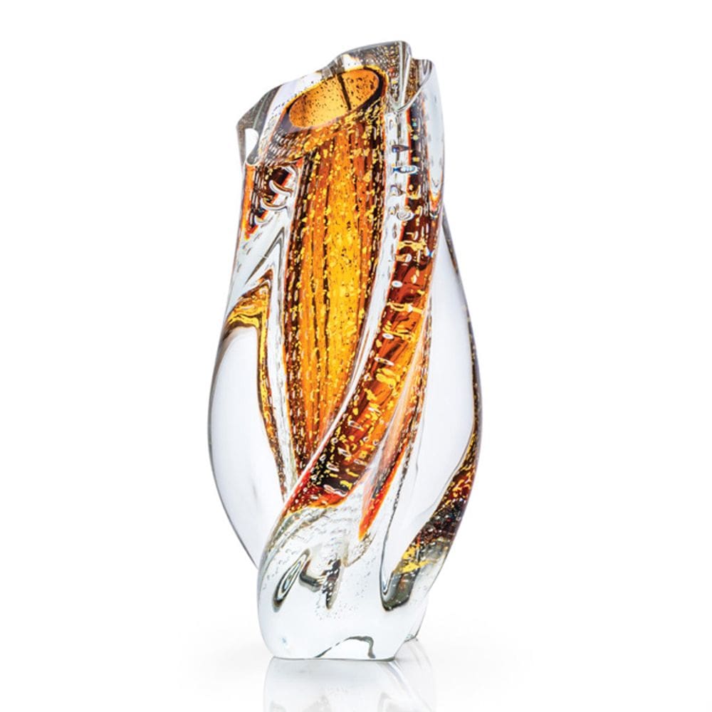 Vaso Em Cristal Murano Marron E Ouro 24 K  São Marcos