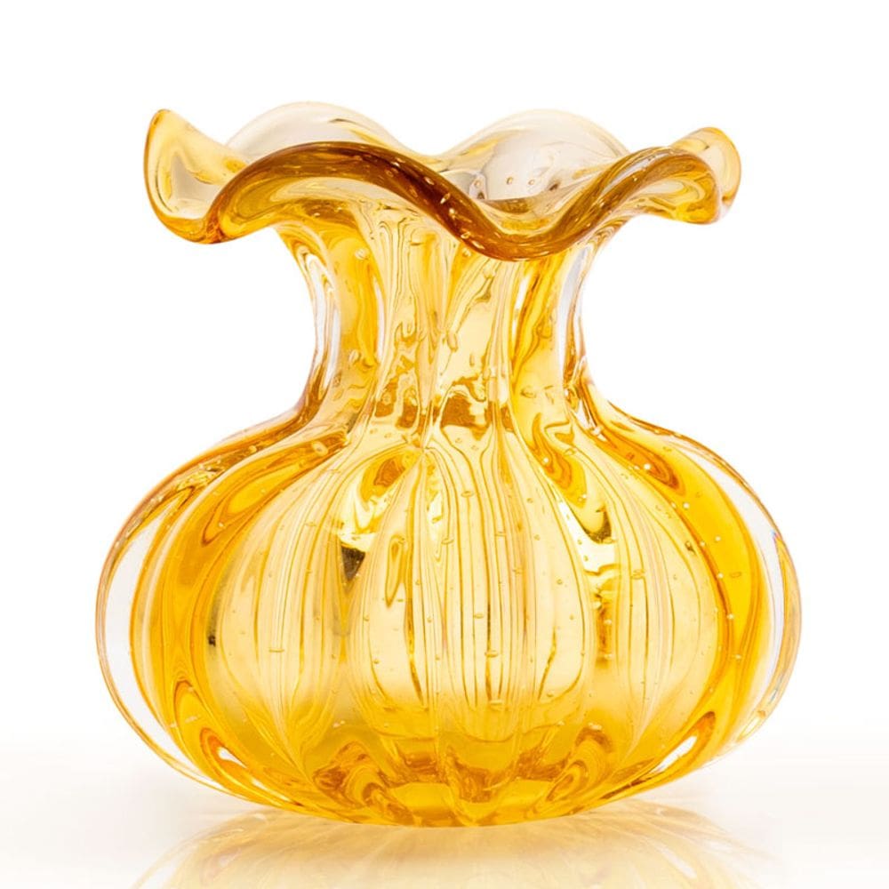 Vaso Trouxinha Em Cristal Murano Âmbar  São Marcos
