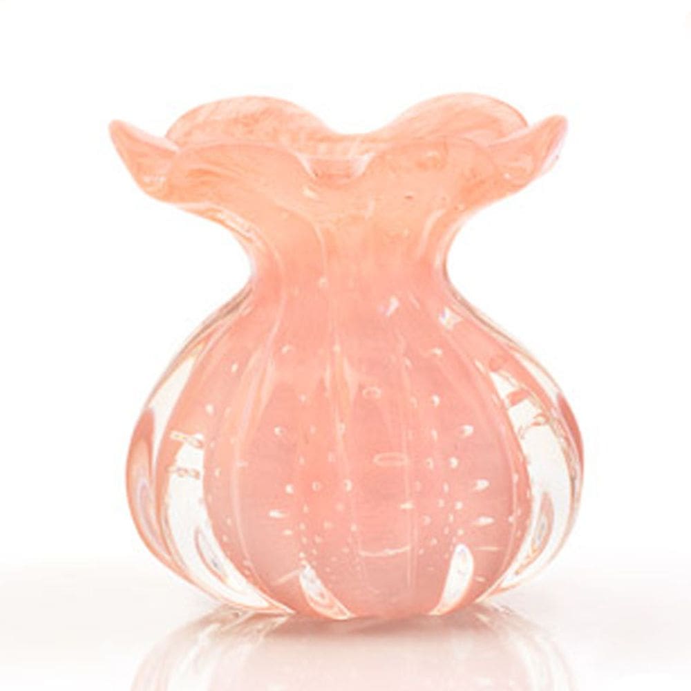 Vaso Trouxinha Em Cristal Murano Rosa  São Marcos