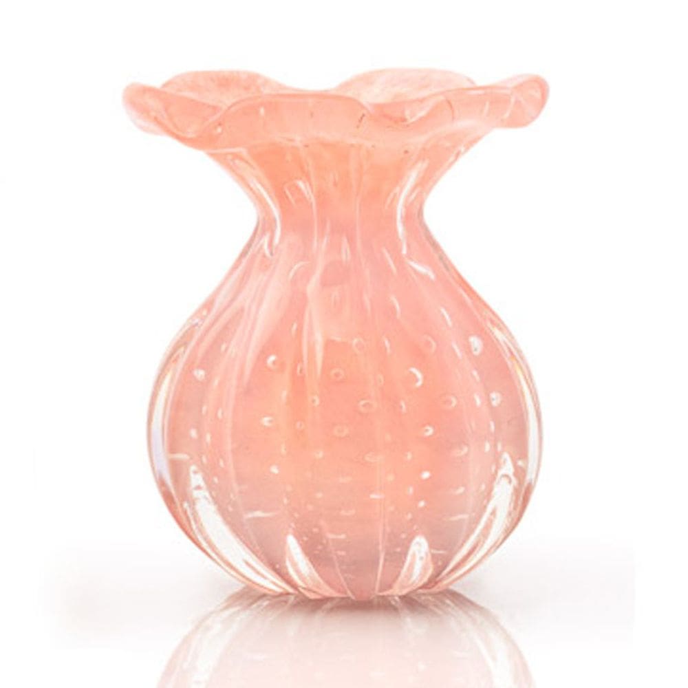 Vaso Trouxinha Em Cristal Murano Rosa  São Marcos