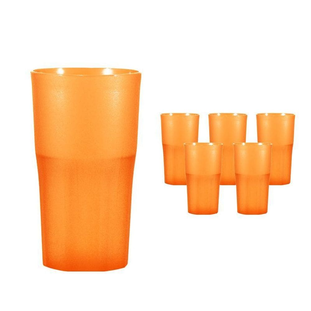 Kit 6 Copos Roma Alaranjado 360Ml Plástico Premium