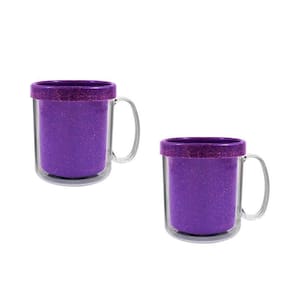 Kit 2 Canecas Térmica Cristal 300Ml Fibra Madeira Lilás