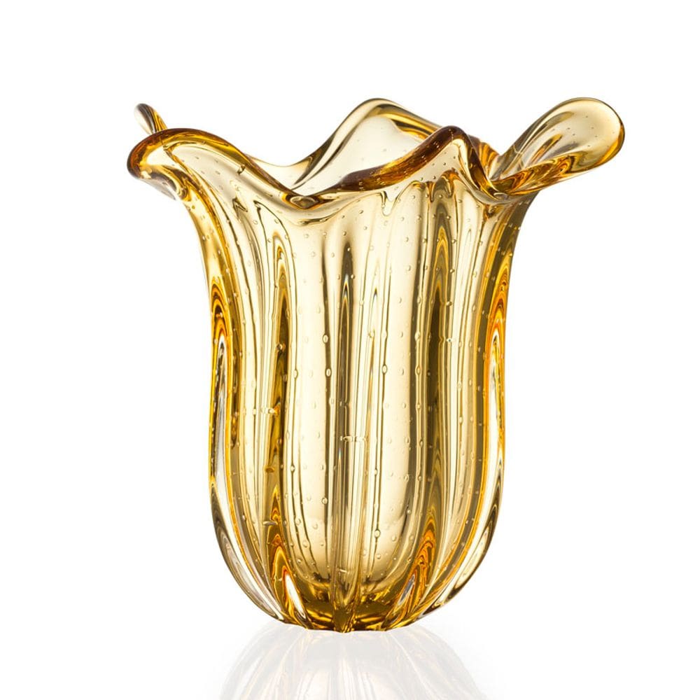 Vaso Em Cristal Murano Âmbar  São Marcos