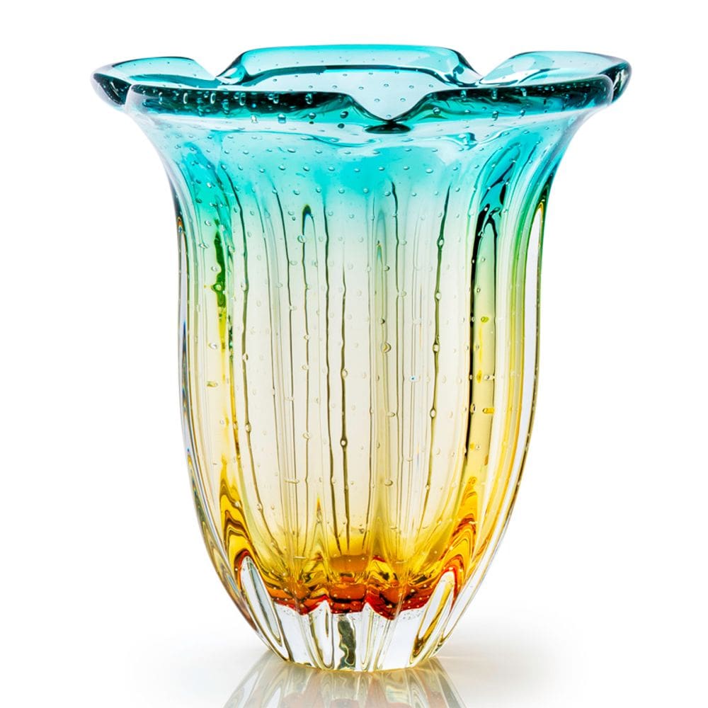 Vaso Em Cristal Murano Esmeralda E Âmbar  São Marcos