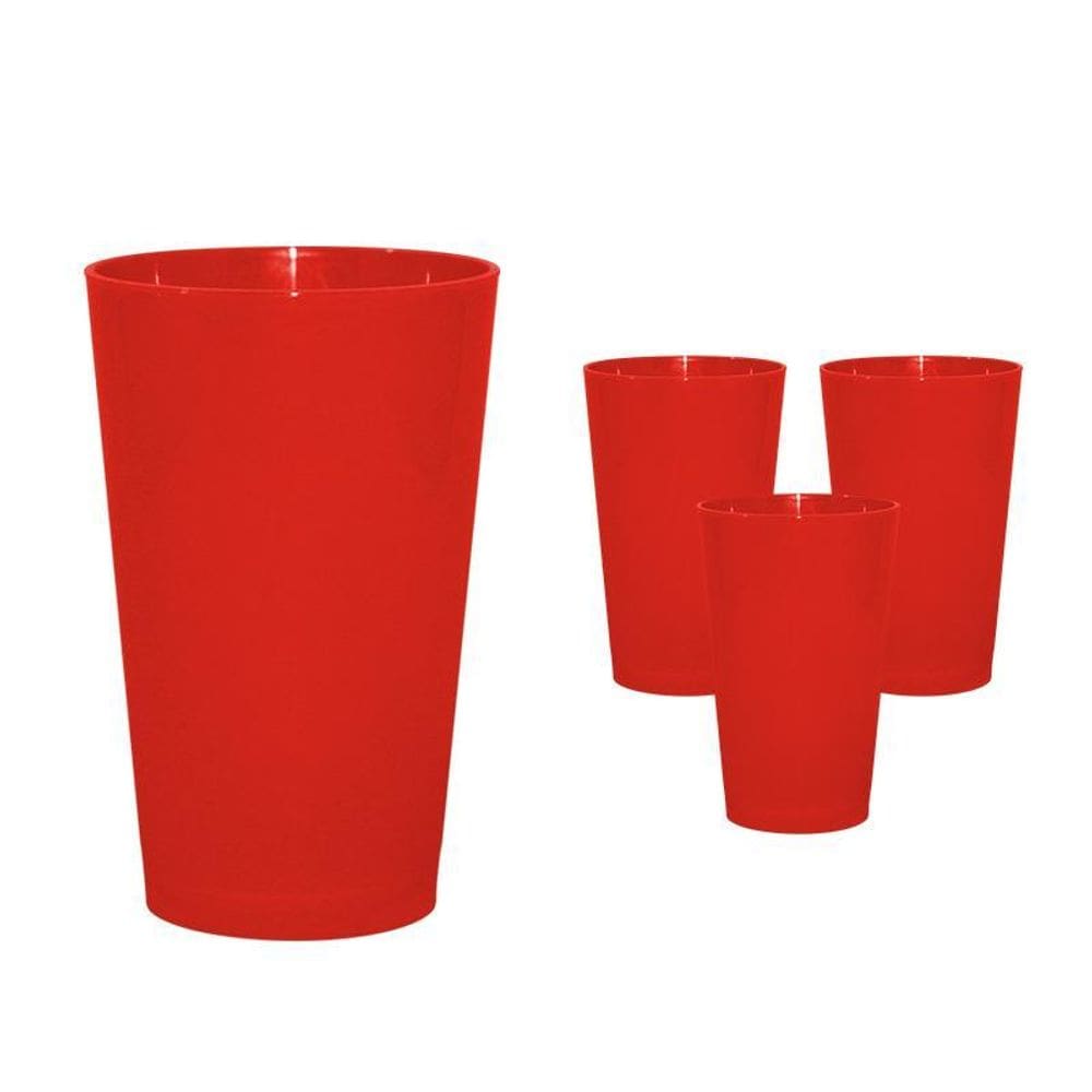 Kit 4 Copos Cancun Laranja Neon 320Ml Plástico Premium