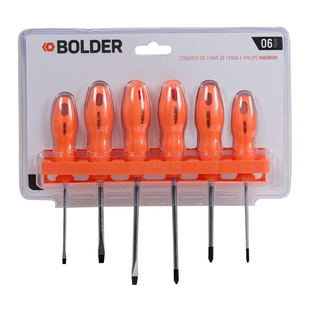 Jogo Chave Fenda e Philips Magnum com 6 Peças Bolder