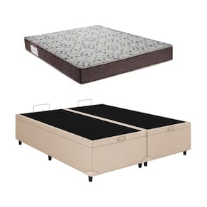 Cama Baú Casal Bipartido Bege Colchão ISO 150 D45 - Ortobom