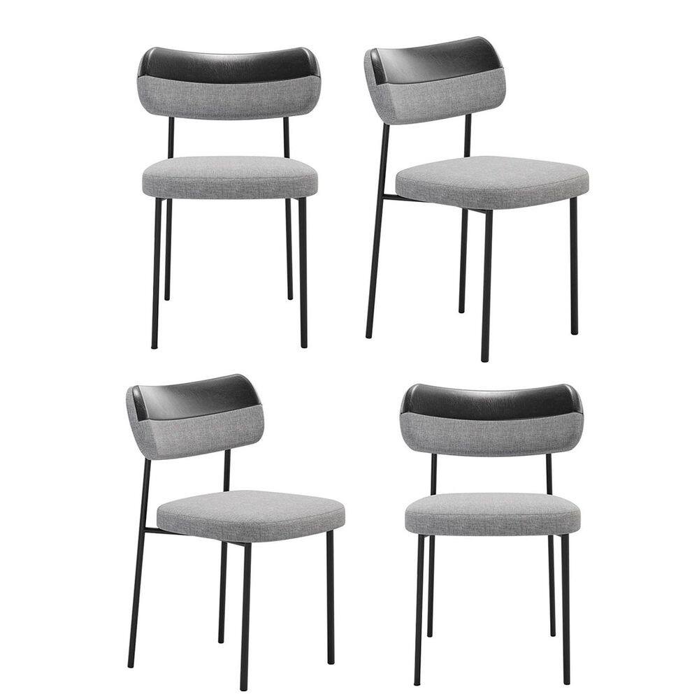 Kit 4 Cadeiras Camila Para Sala Jantar Gourmet em Aço-Couríssimo-Preto e Cinza-EdeCasaMoveis