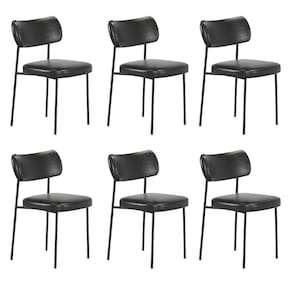 Kit 6 Cadeiras Mona Para Sala Jantar Gourmet em Aço Courissimo Preto-EdeCasaMoveis